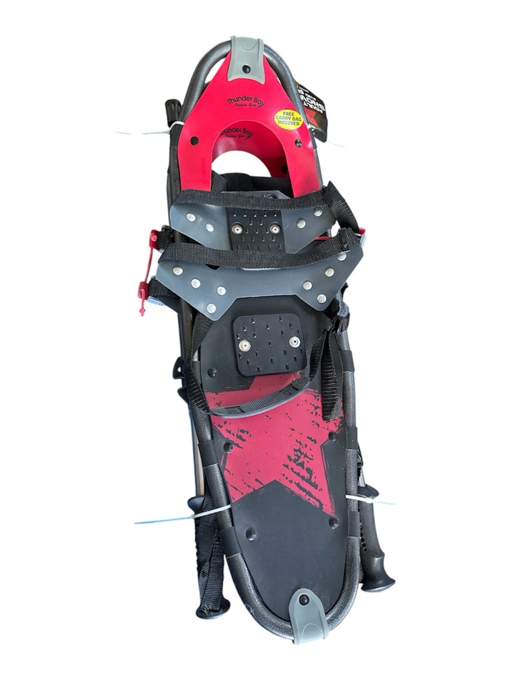 NWT Unisex Thunder Bay Red & Black Snowshoes complete with bag and poles.